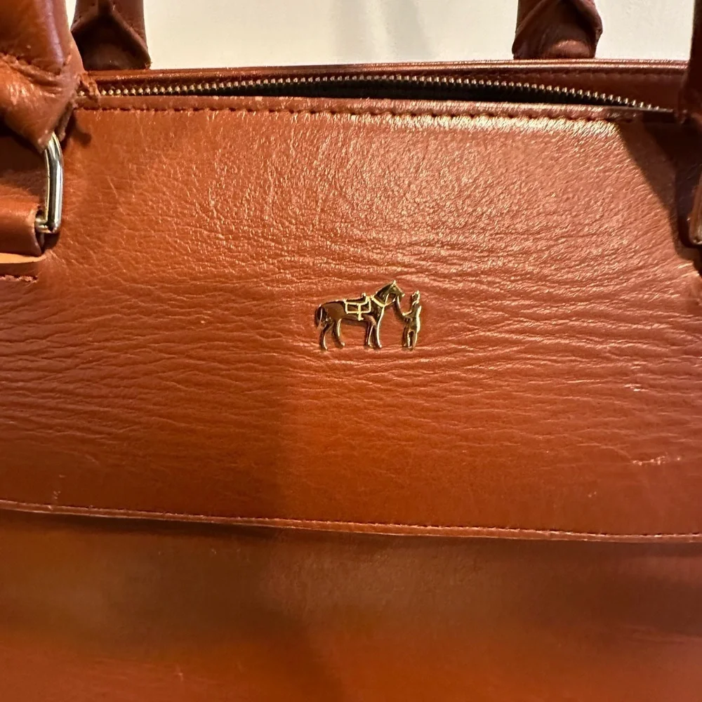 Lorenzo Martinez Brown Leather Handbag with Red Accents
